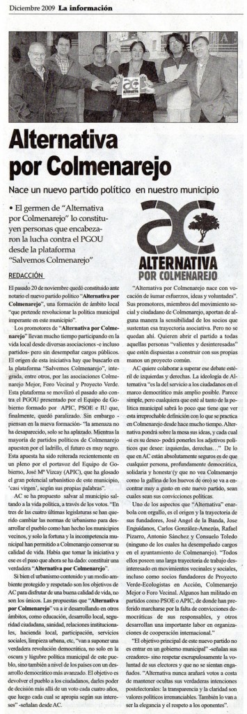 Artículo de La Información (diciembre de 2009)
