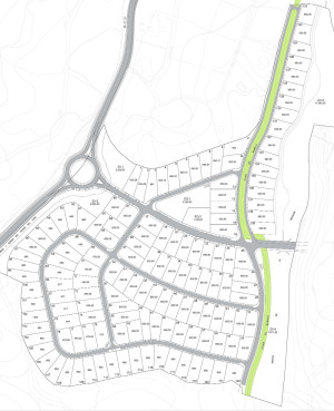 Plano de ordenación del Sector R-14 “Rincón de la Pila”. En gris figuran los viales y en verde la propuesta de trazado de la colada del Milanillo. Se aprecia que el trazado elegido para el tramo norte, en forma de bulevar discontinuo, tiene como única finalidad obtener mayor superficie edificable, sin tener para nada en cuenta otros intereses que no sean estos. Está claro que en el desvío no se ha tenido para nada en cuenta el Art. 23-2 de la Ley 8/1998, que dice: El acuerdo de modificación del trazado (...) deberá asegurar el mantenimiento de la integridad superficial de la Vía Pecuaria, el carácter idóneo del nuevo itinerario y del trazado, y la continuidad de aquella, de modo que no se interrumpa el tránsito ganadero ni resulten obstáculos para el ejercicio de los demás usos compatibles y complementarios con aquel de la Vía Pecuaria.